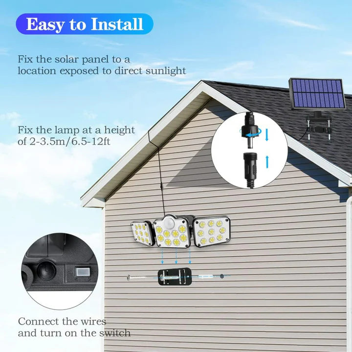 Solar Motion Sensor Outdoor Lights, 360° Rotatable, IP65 Waterproof Security Light