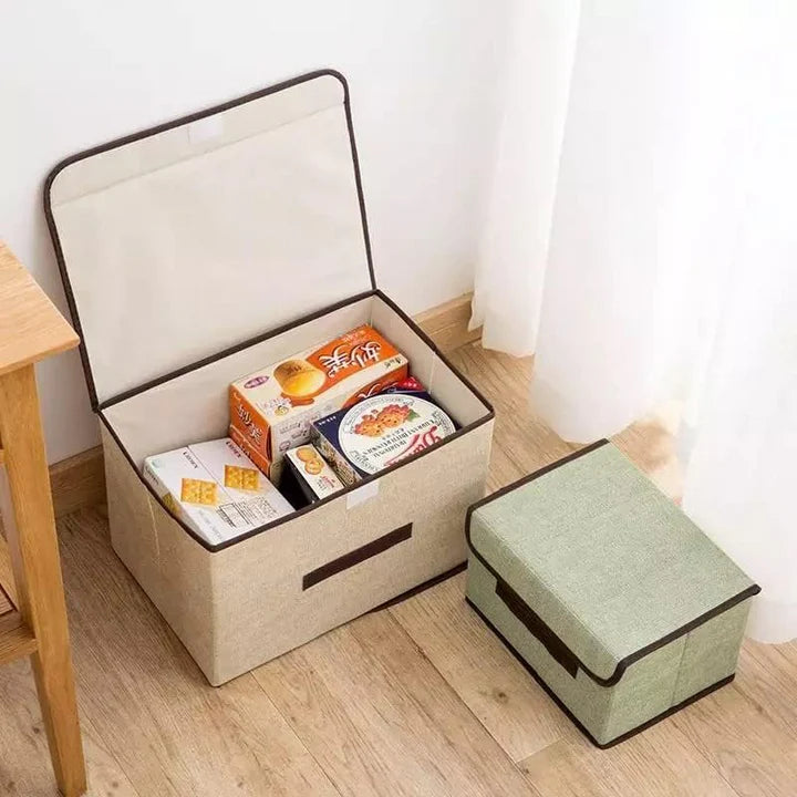 Storage Box with Lid Stackable Foldable Storage Container for Clothes (SET OF 2)