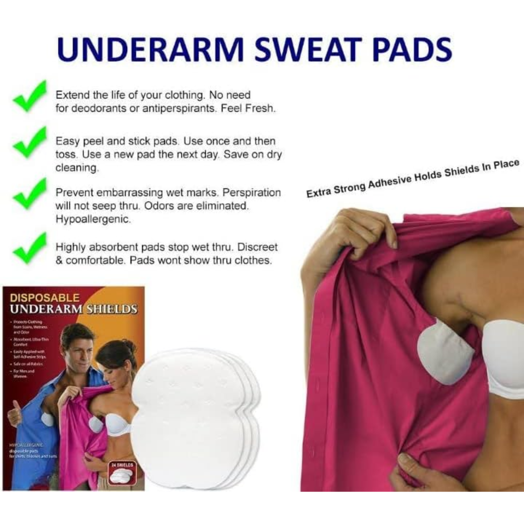 Underarm Sweat Pads Disposable Odor-Blocking Protection 6 pairs