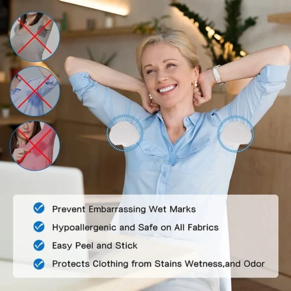 Underarm Sweat Pads Disposable Odor-Blocking Protection 6 pairs
