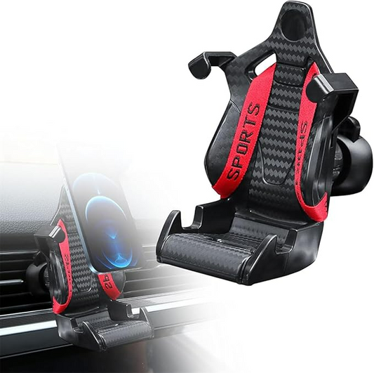 Carbon Fiber Racing Seat Swiveling Phone Car Holder Air Vent