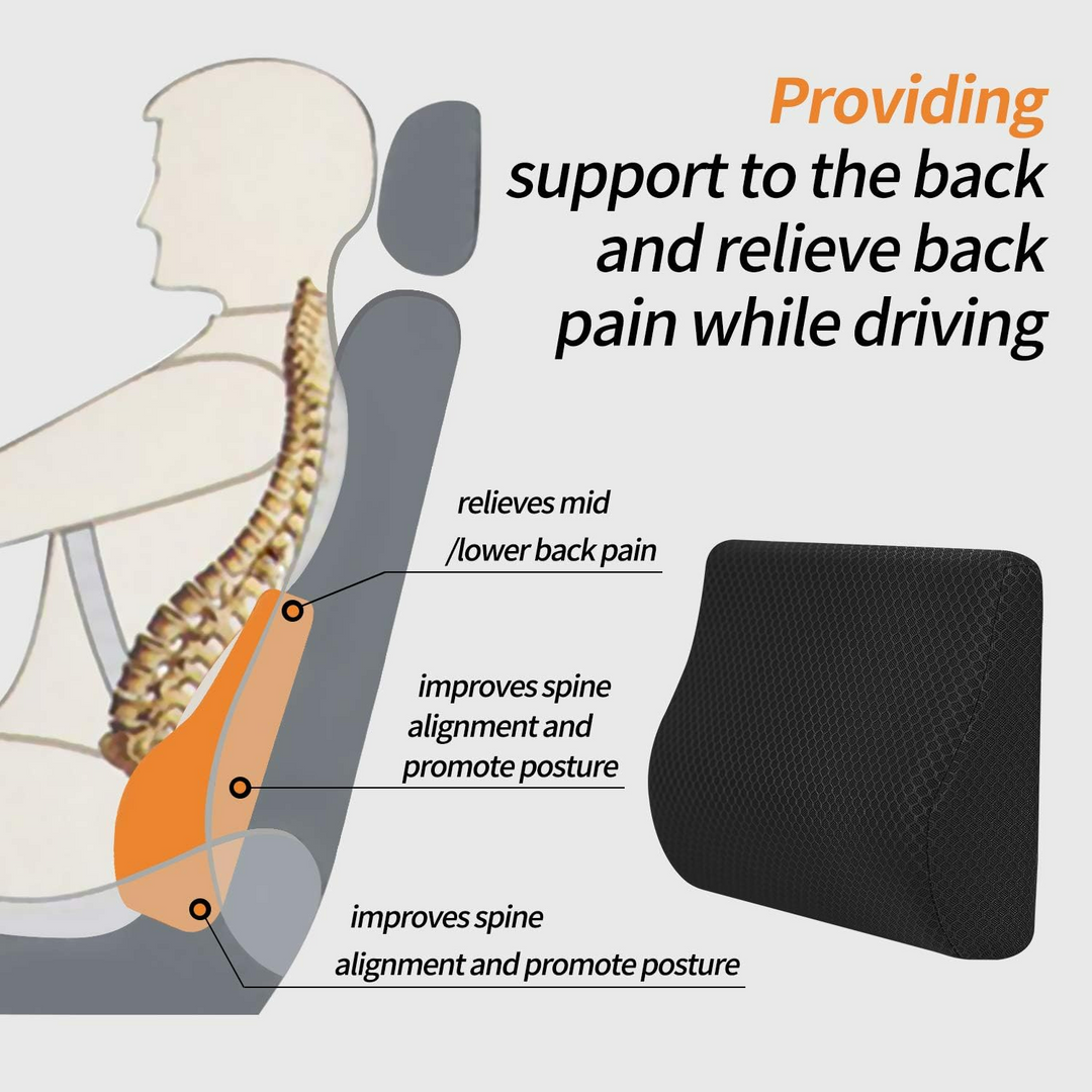 Car Lumbar Support Pillow High-Density Memory Foam for Superior Comfort