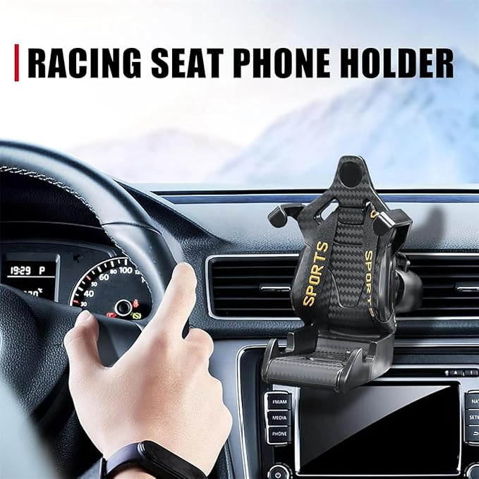 Carbon Fiber Racing Seat Swiveling Phone Car Holder Air Vent