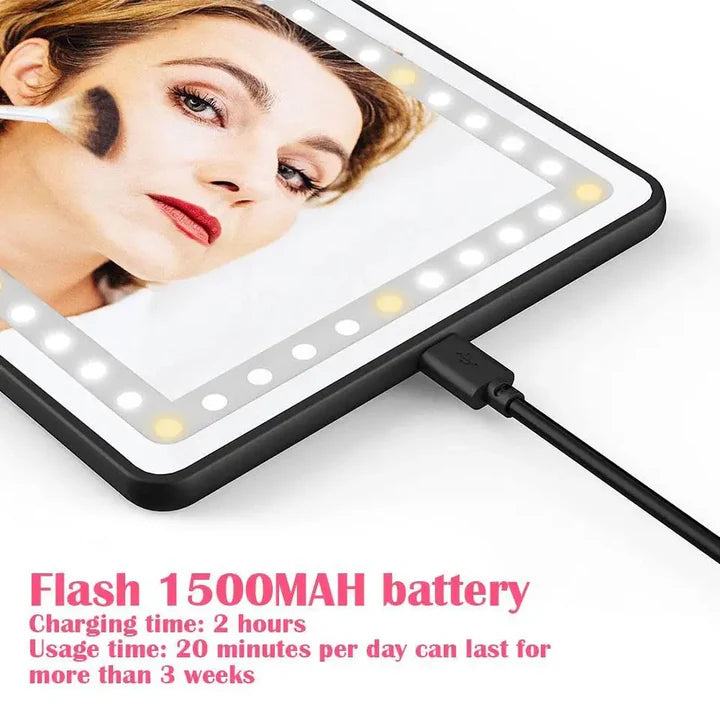 Car Sun Visor Led Vanity Mirror Rechargeable 3 Color