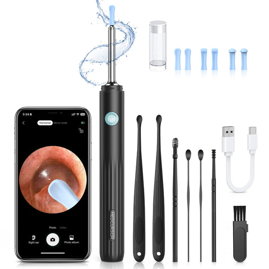 Ear Wax Removal Tool with Camera – HD Ear Cleaner with 6 LED Lights – Black