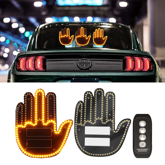Car Hand Led Gesture 3 Modes Middle Finger for Car Rear Window Road With Remote Control