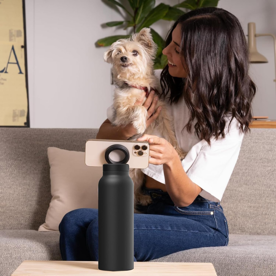 Insulated Water Bottle with Magnetic Phone Holder | Stainless Steel Tumbler Compatible with MagSafe for Gym, Car, & Sports