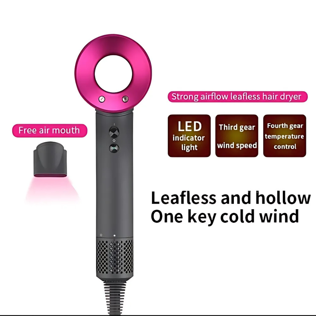 Leafless Professional Hair Dryer 1800W Ionic with 5 Attachments