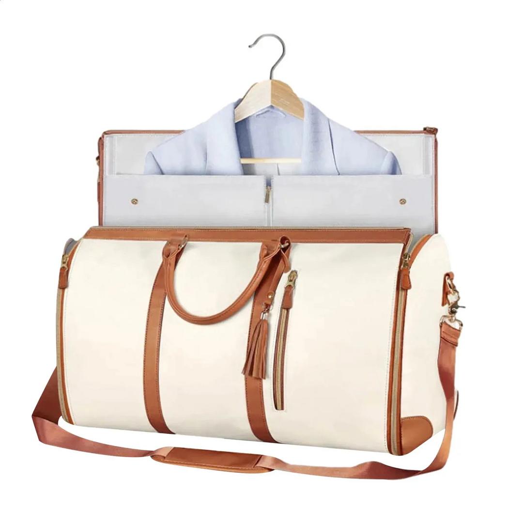8 in 1 Travel Storage Bag, Leather Travel Duffel Bag with Shoulder Strap