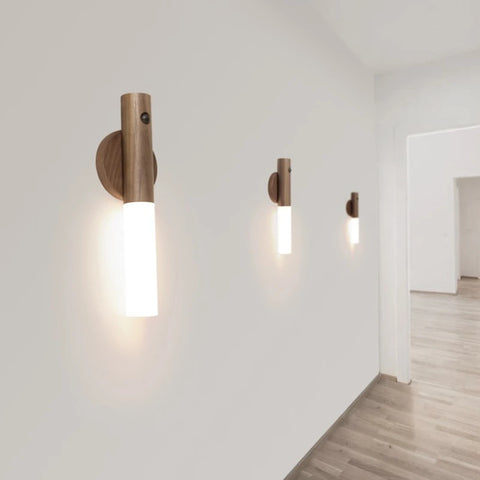 Rechargeable Led Light Motion Sensor Magnetic Wood Wall Light