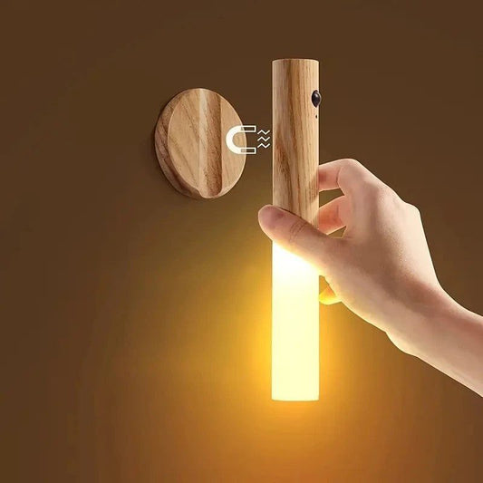 Rechargeable Led Light Motion Sensor Magnetic Wood Wall Light