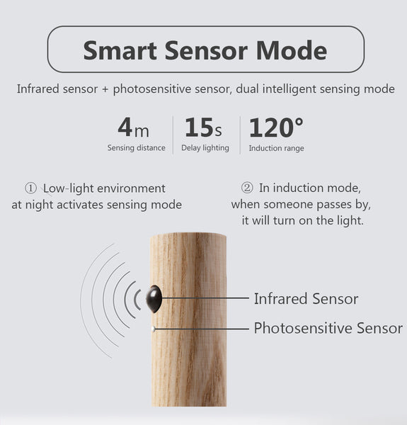 Rechargeable Led Light Motion Sensor Magnetic Wood Wall Light
