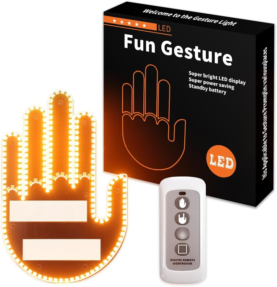 Car Hand Led Gesture 3 Modes Middle Finger for Car Rear Window Road With Remote Control